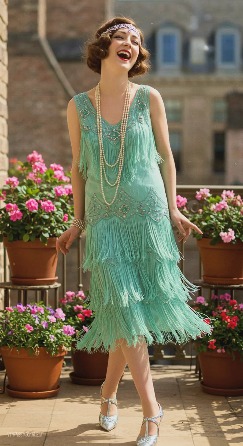mint green flapper dress 1920s style: how dropped-waist dresses, bobbed hair, and makeup changed femininity -40